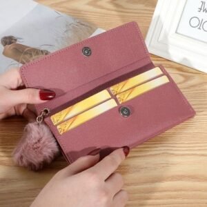 Lady Purse Solid Color Hair Ball Wallet Women's Card Wallets