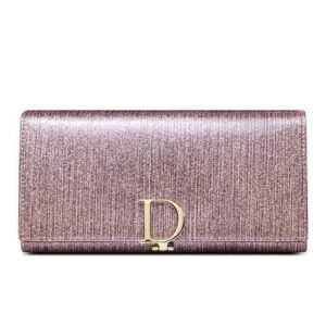 Wallet Women Leather Long 3 Fold Cellphone Purse Female Clutch Ladies Wallets Cow Leather Big Capacity Coin Money Bag-Light Gold
