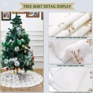 Christmas Tree Skirt Beaded Snowflake Sparkle Tree Skirt 90cm/120cm Plush Tree Skirt Christmas White Tree Skirt Decoration