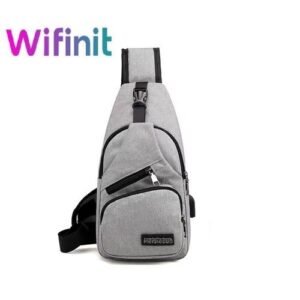 Casual Shoulder Sports Sling Chest Bag Crossbody Bag USB Interface- Gray