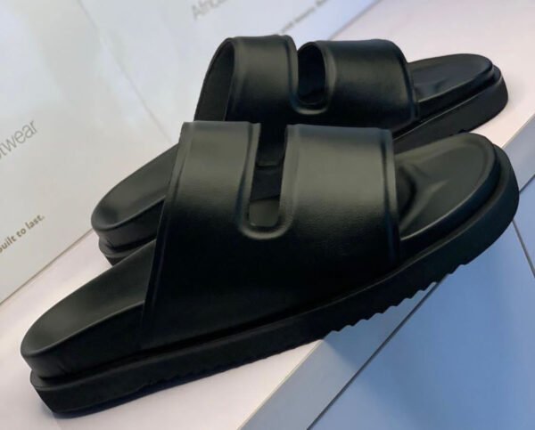 Black Leather Cover Slippers